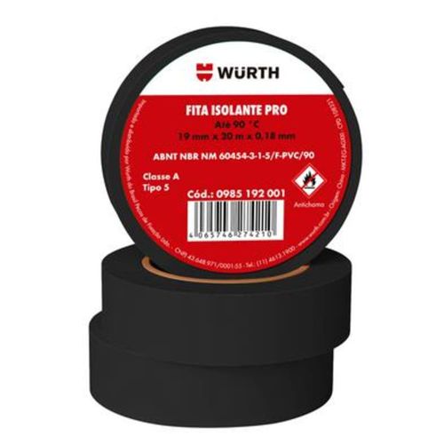 Fita Isolante Pro Classe A Preta 19mm x 20m Embalagem com 10 Unidades