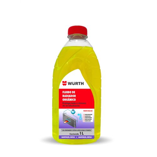 Fluido para Radiador Orgânico Amarelo 1L Pronto para Uso Kit com 12 unidades