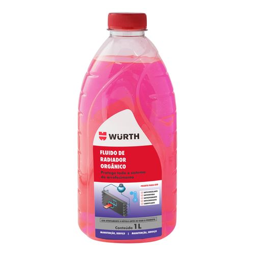 Fluido para Radiador Orgânico Rosa 1L Pronto para Uso Kit com 12 unidades
