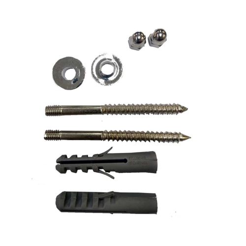 Kit Parafuso Sanitário em Aço Niquelado 3/16” x 64mm Bucha 8mm Embalagem com 2 Unidades
