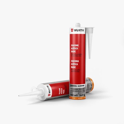 Silicone Acético Basic Cinza 280ml Embalagem com 6 Unidades