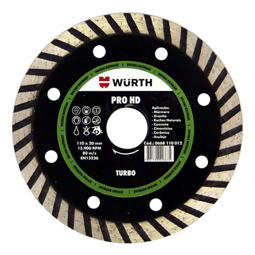 Disco Diamantado de Corte PRO HD-V2 Turbo 110 x 20mm