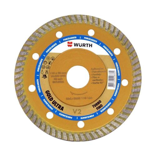 Disco Diamantados de Corte Gold Ultra V2 Turbo Fino 110 x 20mm