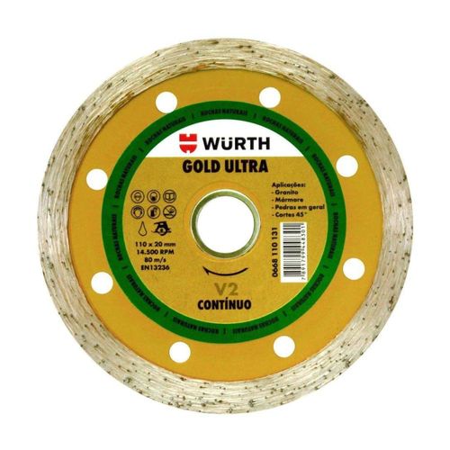 Discos Diamantados de Corte Gold Ultra V2 Contínuo 110 x 20mm