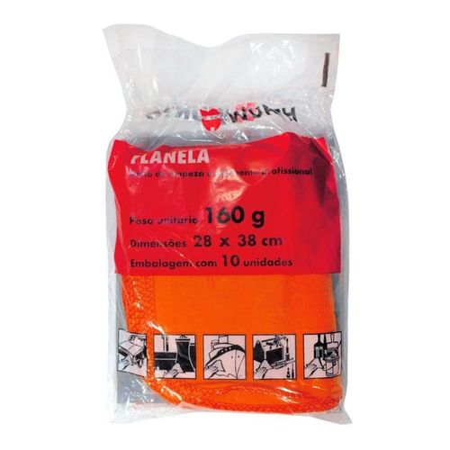 Flanela Embalagem 28 x 38cm com 10 Unidades