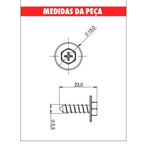 Paraf 5,4X18 Para-Choque Honda/Hyundai/Kia/Toyot Embalagem com 10 Unidades