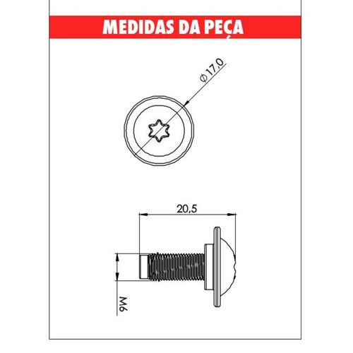 Paraf M6X16 Para-Choque Fox/Gol/Sav/Par/Voy Embalagem com 10 Unidades