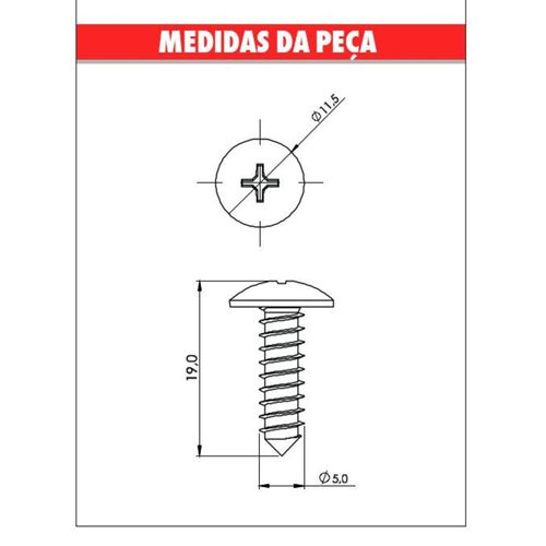 Paraf 5,0X16 Para-Barro Falante Civi com Fit/L200 Embalagem com 10 Unidades