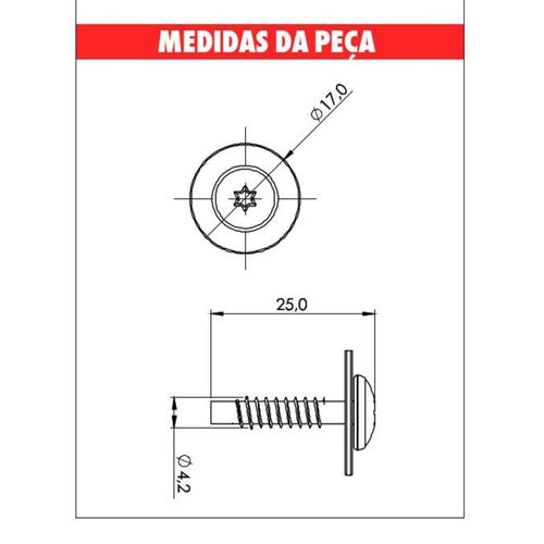 Paraf 4,2AH20 Para-Barro E Spoiler Lateral Gm Todos Preto Embalagem com 10 Unidades