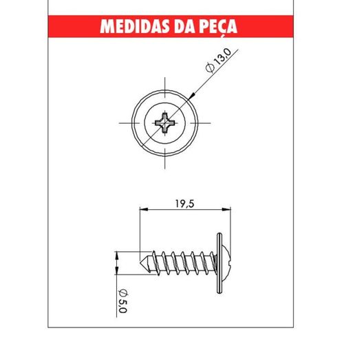 Paraf 5,0X16 Forracao Interna Fiorino/Palio/Strada Embalagem com 10 Unidades