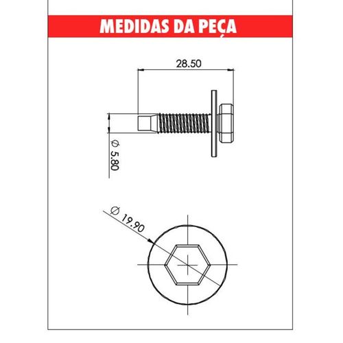 Paraf M6AH25 Farol/Para-Choque Bravo/Stilo Embalagem com 10 Unidades