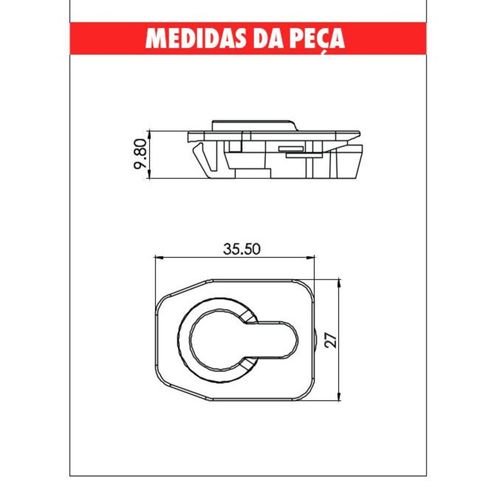 Grampo Sust Haste Vareta Capô Fiat/Jeep Tds / Ducato Vermelho Embalagem com 10 Unidades