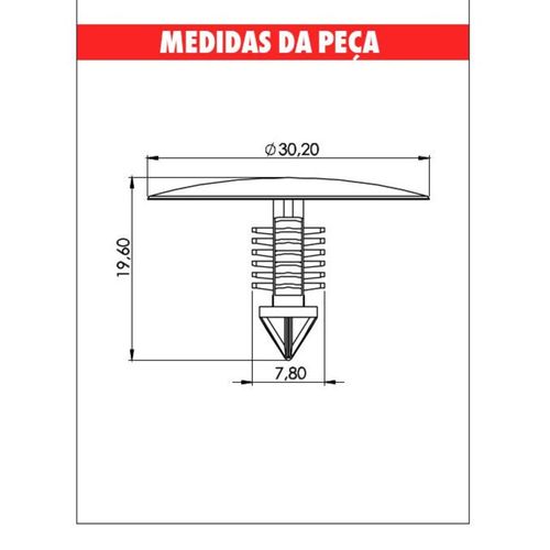 Grampo Teto Duster/Logan/Symbol/Sandero Cinza Embalagem com 10 Unidades