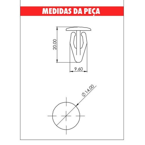 Grampo Porta/Radiador Gol/Parati/Saveiro/Voy Embalagem com 10 Unidades
