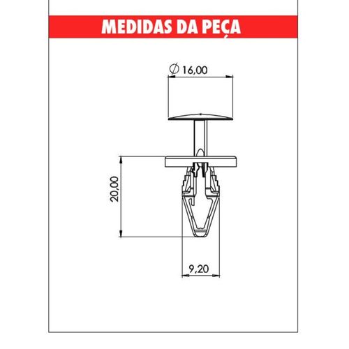 Grampo Para-Choque Onix/S10/Fiesta/Ka Embalagem com 10 Unidades