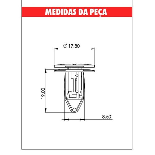Grampo Para-Choque Logan/Sandero 14/18 Embalagem com 10 Unidades