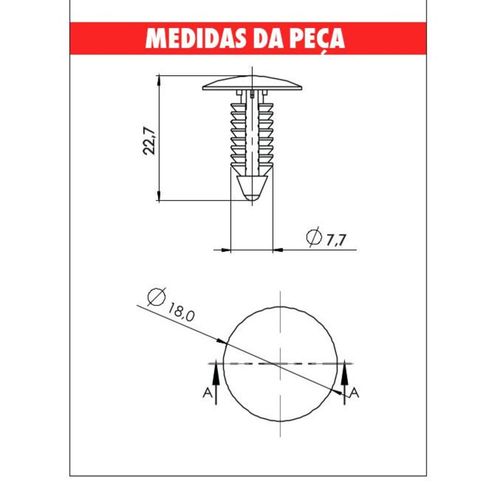Grampo Para-Choque F250/F350/Ranger Embalagem com 10 Unidades