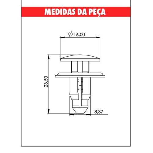 Grampo Para-Choque Gm Novos Camaro/Cruze/Onix/Prisma/Tracker Embalagem com 10 Unidades