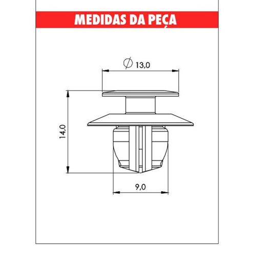 Grampo Moldura Para-Lama L200/Corolla Embalagem com 10 Unidades