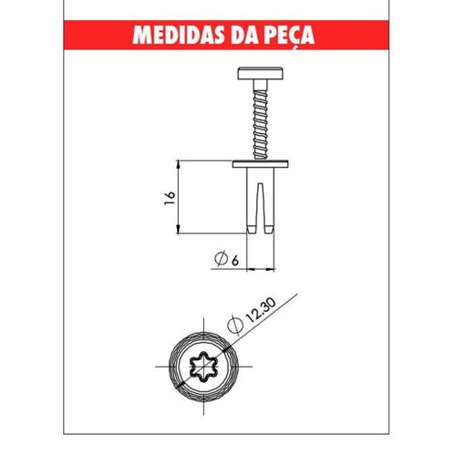 Grampo Grelha Churrasqueira Clio/Sandero Embalagem com 10 Unidades