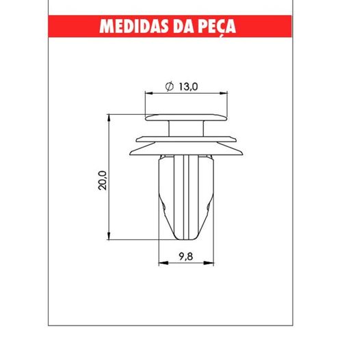Grampo Forracao Interna Corolla/Etios/Tigoo 2/Tigoo 5X Embalagem com 10 Unidades