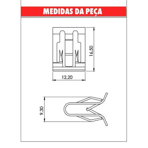 Grampo Metal Console Montana/Onix/S10/Hb20/Kia Embalagem com 10 Unidades