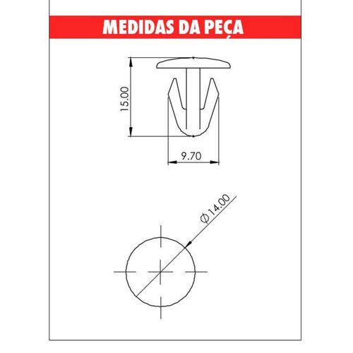 Grampo Forracao Interna Gol/Parati/Saveiro/Voy Embalagem com 10 Unidades