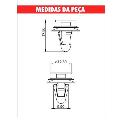 Grampo Porta Tracker/Corolla/Pajero Embalagem com 10 Peças